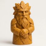 Wood Carved-Like Green Man Figurine - Unique Desk Decor for Adults – 3D Printed in Canada - 3D Printed in Canada (Ochre Yellow)