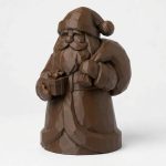 Wood Carved-Like Father Christmas Figurine - Unique Desk Decor for Adults – 3D Printed in Canada - 3D Printed in Canada (Black Walnut)