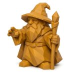 Wood Carved Wizard Collectible Figurine in Ochre Yellow Finish - 3D Printed in Canada (Ochre Yellow)