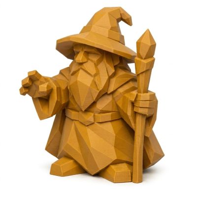 Wood Carved Wizard Collectible Figurine in Ochre Yellow Finish - 3D Printed in Canada (Ochre Yellow)