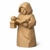 Figurine sculptée bois Lecture nocturne