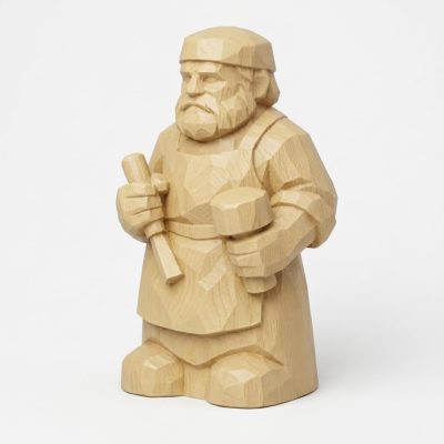 Wood Carved Craftsperson Collectible Figurine in White Oak Finish - 3D Printed in Canada (White Oak)