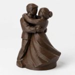 Wood Carved-Like Dancing Couple Collectible Figurine - Unique Desk Decor for Adults – 3D Printed in Canada - 3D Printed in Canada (Black Walnut)