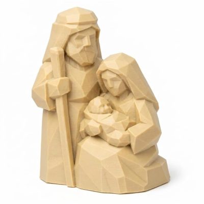 Wood Carved-Like Christmas Nativity Figurine - Unique Desk Decor for Adults – 3D Printed in Canada - 3D Printed in Canada (White Oak)