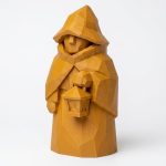 Wood-Carved-Like Night Watcher Figurine in Ochre Yellow Finish - 3D Printed in Canada (Ochre Yellow)