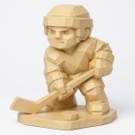 Wood Carved Backyard Hockey Collectible Figurine in White Oak Finish - 3D Printed in Canada (White Oak)
