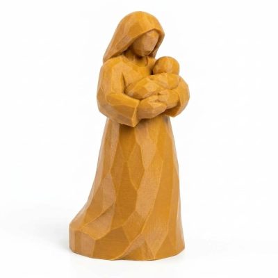 Wood Carved-Like Holding Figurine - Unique Desk Decor for Adults – 3D Printed in Canada - 3D Printed in Canada (Ochre Yellow)