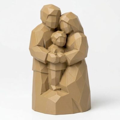 Wood Carved-Like Unity Figurine - Unique Desk Decor for Adults 3D Printed in Canada - 3D Printed in Canada (Classic Birch)