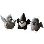 Haunted Angel Collectible Figurine Bundle of 3 - Duck, Gnome, Penguin - Spooky & Gothic Adult Desk Decor - 3D Printed in Canada