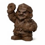 Wood Carved-Like Lucky Spirit Figurine in Black Walnut Finish - 3D Printed in Canada (Black Walnut)