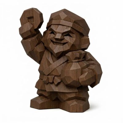 Wood Carved-Like Lucky Spirit Figurine in Black Walnut Finish - 3D Printed in Canada (Black Walnut)