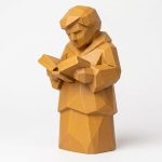 Wood Carved-Like Study Figurine in Ochre Yellow Finish - 3D Printed in Canada (Ochre Yellow)