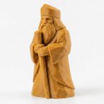 Wood Carved-Like Wise Man Figurine in Ochre Yellow Finish - 3D Printed in Canada (Ochre Yellow)