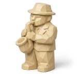 Wood Carved-Like Jazz Musician Figurine in White Oak Finish - 3D Printed in Canada (White Oak)
