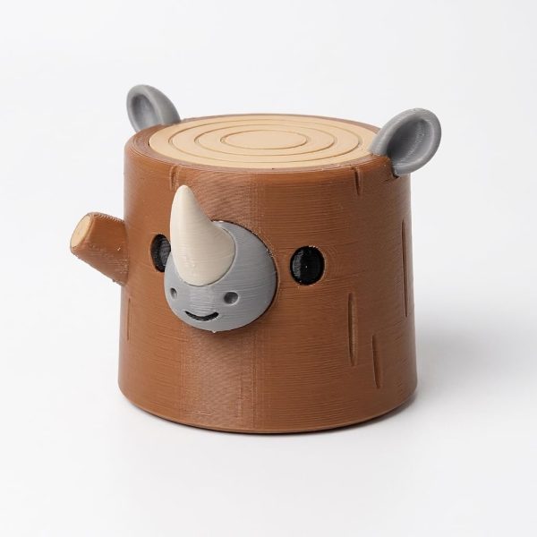 Rhino Tree Stump Figurine