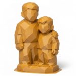 Wood Carved-Like Brothers Figurine - Unique Desk Decor for Adults – 3D Printed in Canada - 3D Printed in Canada (Ochre Yellow)