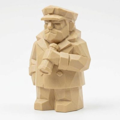 Wood Carved-Like Captain Figurine - Unique Desk Decor for Adults – 3D Printed in Canada - 3D Printed in Canada (White Oak)