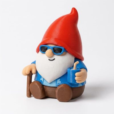 Retirement Gnome Collectible Figurine - Bearded Gnome with Red Hat and Sunglasses - Unique Desk Decor and Gift for Office or Home Display - 3D Printed in Canada