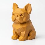 Wood-Carved-Like French Bulldog Figurine in Ochre Yellow Finish - 3D Printed in Canada (Ochre Yellow)