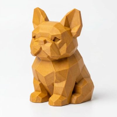 Wood-Carved-Like French Bulldog Figurine in Ochre Yellow Finish - 3D Printed in Canada (Ochre Yellow)