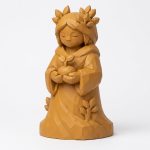 Wood Carved Budding Life Collectible Figurine in Ochre Yellow Finish - 3D Printed in Canada (Ochre Yellow)