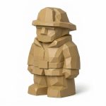 Wood Carved Firefighter Collectible Figurine - Unique Desk Decor for Adults 3D Printed in Canada - 3D Printed in Canada (Classic Birch)