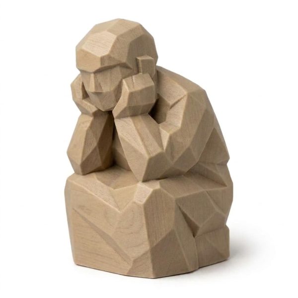 Wood Carved Thinking Hands Figurine