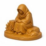 Wood Carved-Like Lakeside Silence Figurine in Ochre Yellow Finish - 3D Printed in Canada (Ochre Yellow)