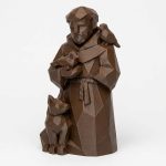 Wood Carved-Like Saint Francis Figurine - Unique Desk Decor for Adults – 3D Printed in Canada - 3D Printed in Canada (Black Walnut)