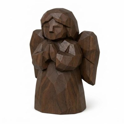 Wood Carved Angel of Hope Collectible Figurine in Black Walnut Finish - 3D Printed in Canada (Black Walnut)