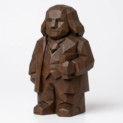 Wood Carved Benjamin Franklin Figurine Collectible in Black Walnut Finish - 3D Printed in Canada (Black Walnut)