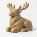 Wood Carved-Like Elk Figurine - Unique Desk Decor for Collectors 3D Printed in Canada - 3D Printed in Canada (Classic Birch)