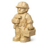 Wood Carved Builder Collectible Figurine in White Oak Finish - 3D Printed in Canada (White Oak)