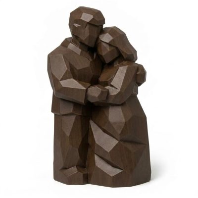 Wood Carved-Like Together Figurine in Black Walnut Finish - 3D Printed in Canada (Black Walnut)