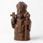 Wood Carved-Like St. Patrick Figurine - Unique Desk Decor for Adults – 3D Printed in Canada - 3D Printed in Canada (Black Walnut)