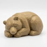 Wood Carved-Like Sleeping Bear Figurine - Unique Desk Decor for Adults 3D Printed in Canada - 3D Printed in Canada (Classic Birch)