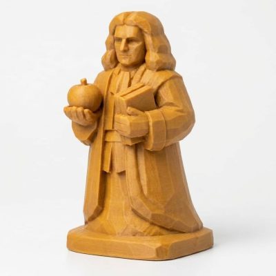 Wood Carved-Like Isaac Newton Figurine - Unique Desk Decor for Adults – 3D Printed in Canada - 3D Printed in Canada (Ochre Yellow)