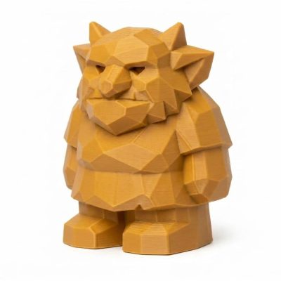Wood Carved-Like Forest Troll Figurine - Unique Desk Decor for Collectors – 3D Printed in Canada - 3D Printed in Canada (Ochre Yellow)