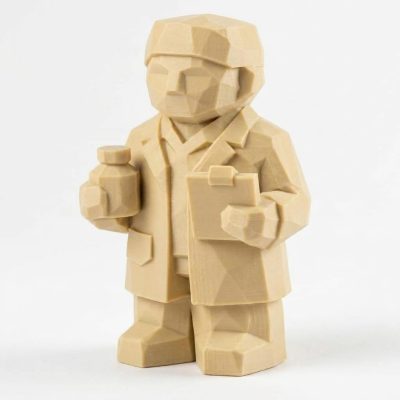 Wood Carved-Like Pharmacist Figurine - Unique Desk Decor for Adults – 3D Printed in Canada - 3D Printed in Canada (White Oak)