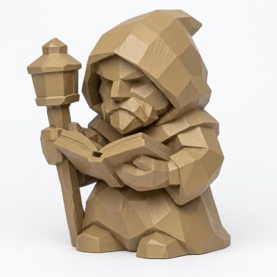 Wood Carved-Like Knowledge Seeker Figurine - Unique Desk Decor for Adults 3D Printed in Canada - 3D Printed in Canada (Classic Birch)