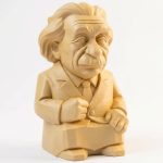 Wood Carved Albert Einstein Figurine in White Oak Finish - 3D Printed in Canada (White Oak)