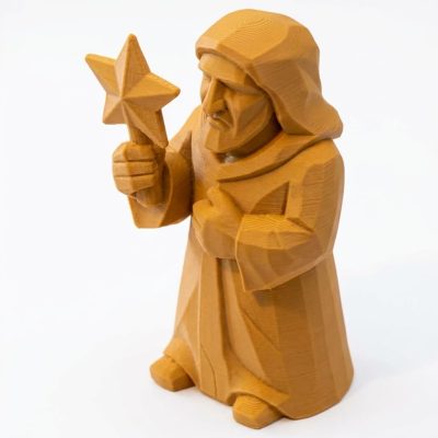 Wood Carved Star Guide Figurine in Ochre Yellow Finish - 3D Printed in Canada (Ochre Yellow)
