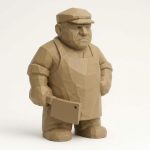 Wood Carved-Like Butcher Figurine - Unique Desk Decor for Adults 3D Printed in Canada - 3D Printed in Canada (Classic Birch)