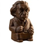 Wood Carved Albert Einstein Figurine in Black Walnut Finish - 3D Printed in Canada (Black Walnut)