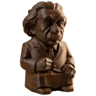 Wood Carved Albert Einstein Figurine in Black Walnut Finish - 3D Printed in Canada (Black Walnut)