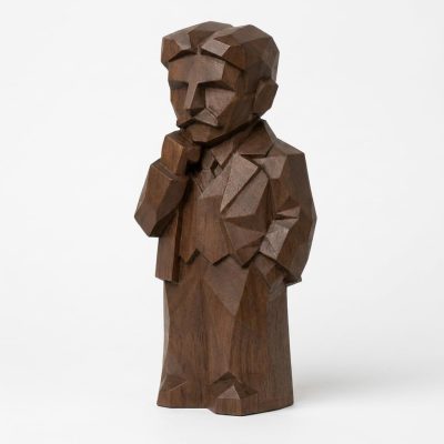 Wood Carved-Like Nikola Figurine in Black Walnut Finish - 3D Printed in Canada (Black Walnut)