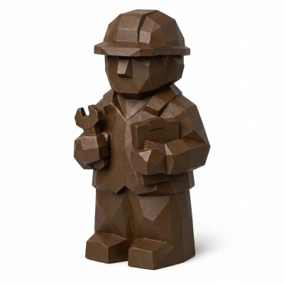 Wood Carved Engineer Collectible Figurine in Black Walnut Finish - 3D Printed in Canada (Black Walnut)