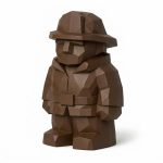 Wood Carved Firefighter Collectible Figurine in Black Walnut Finish - 3D Printed in Canada (Black Walnut)