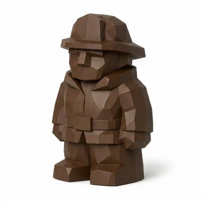 Wood Carved Firefighter Collectible Figurine in Black Walnut Finish - 3D Printed in Canada (Black Walnut)