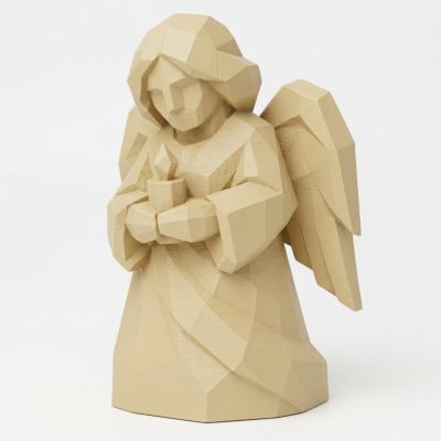 Wood Carved Angel of Gentle Passing Collectible Figurine in White Oak Finish - 3D Printed in Canada (White Oak)